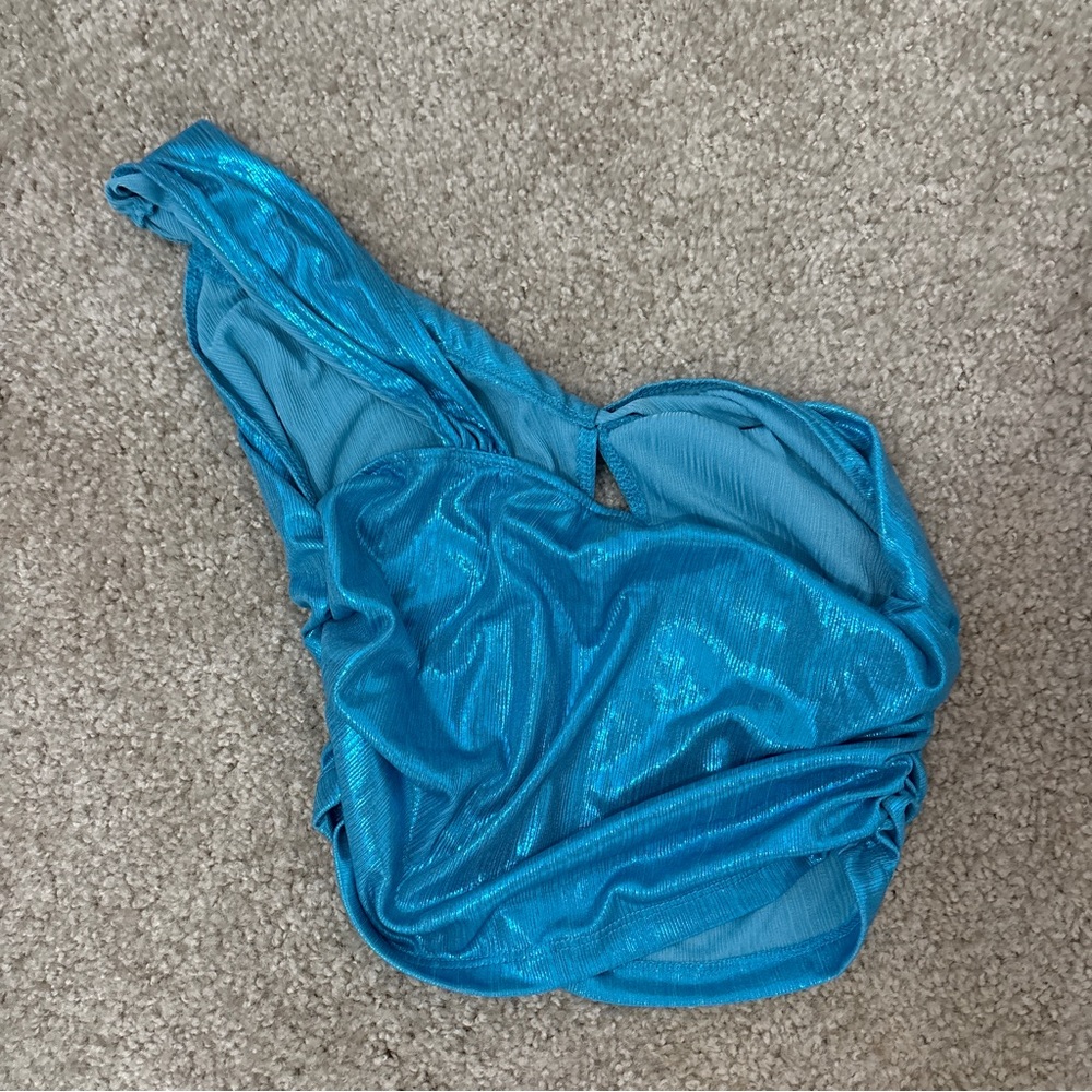 Teal Ribbed Crop Top - Picture 4 of 4